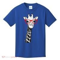 Giraffe With Red Glasses Gift For Zoo Animal Lovers Gift Kids T-Shirt thumb 0