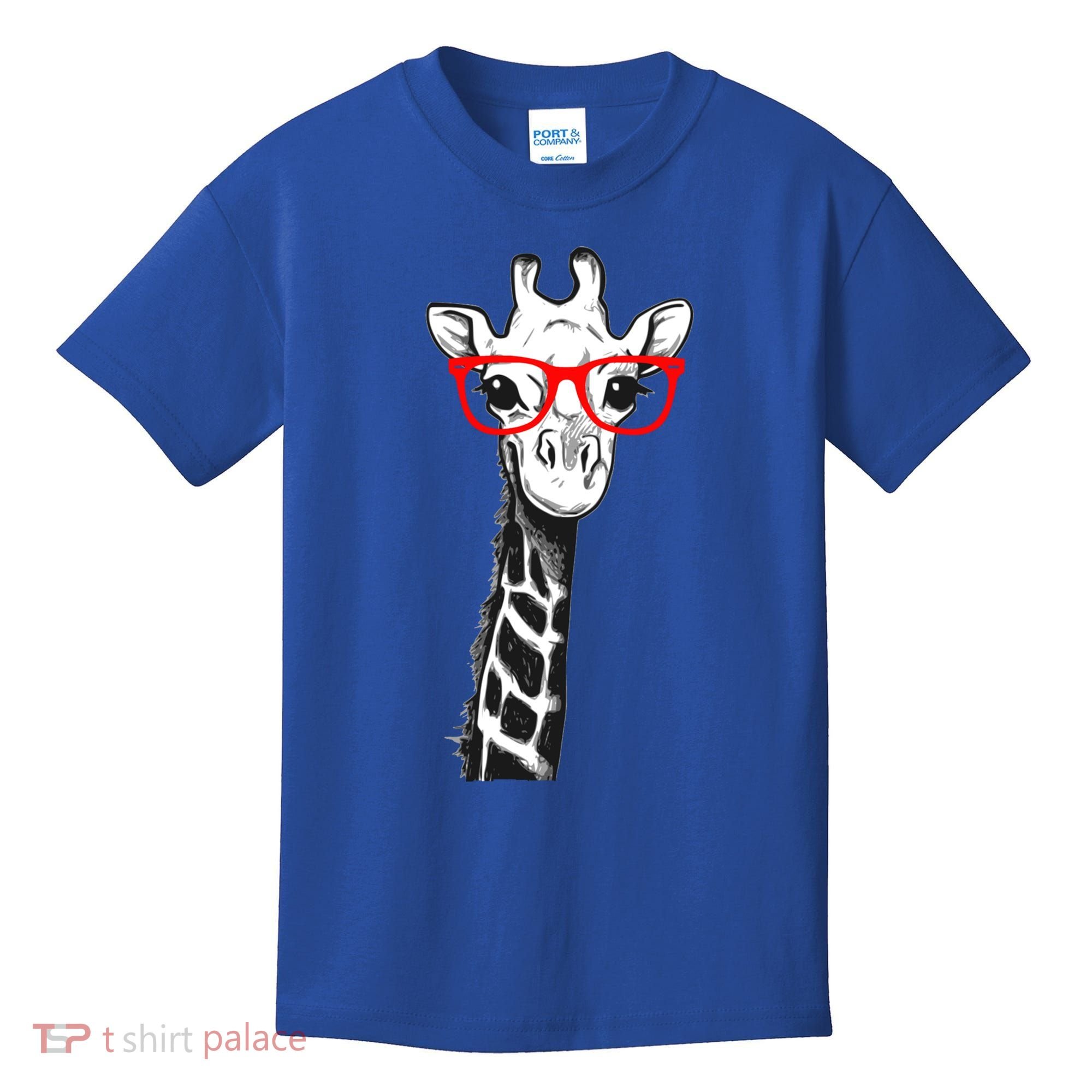 Giraffe With Red Glasses Gift For Zoo Animal Lovers Gift Kids T-Shirt