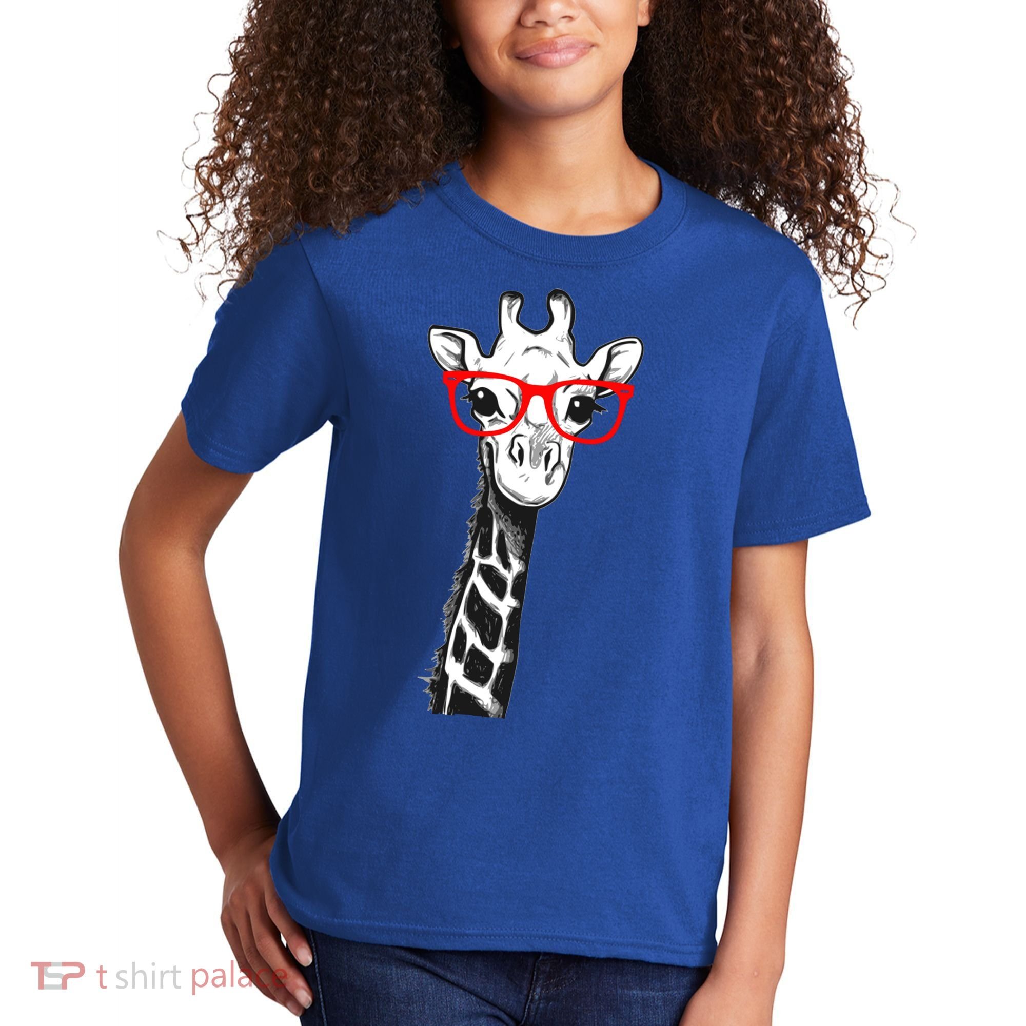 Giraffe With Red Glasses Gift For Zoo Animal Lovers Gift Kids T-Shirt