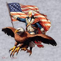 George Washington Riding A Bald Eagle Patriotic Women's Sweatshirt thumb 2