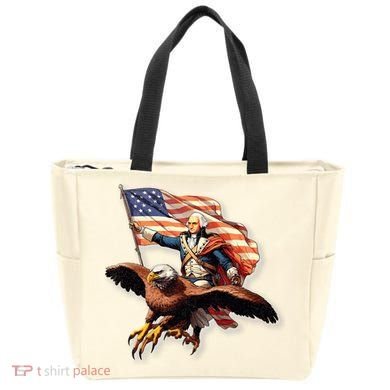 George Washington Riding A Bald Eagle Patriotic Tote Bag
