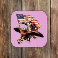 George Washington Riding A Bald Eagle Patriotic Coaster thumb 0
