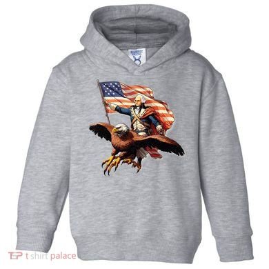 George Washington Riding A Bald Eagle Patriotic Toddler Hoodie