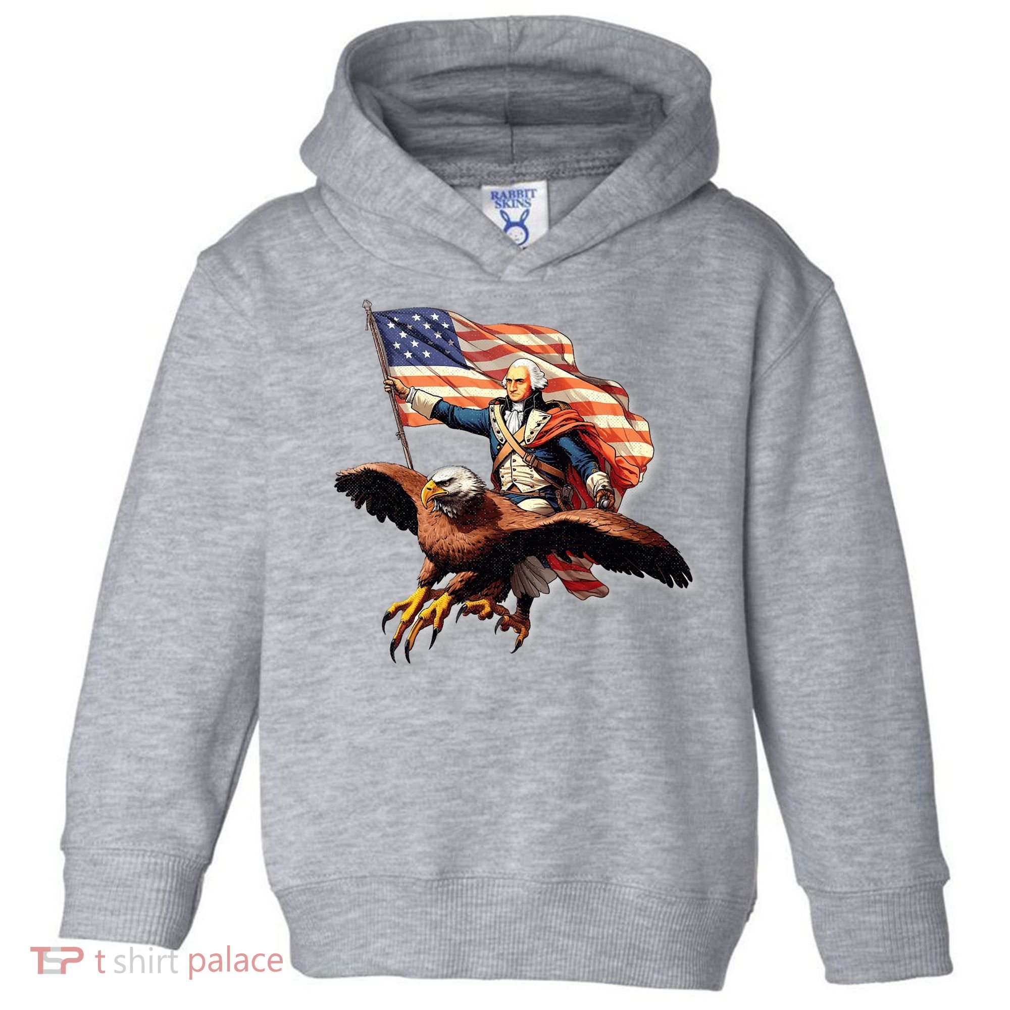 George Washington Riding A Bald Eagle Patriotic Toddler Hoodie