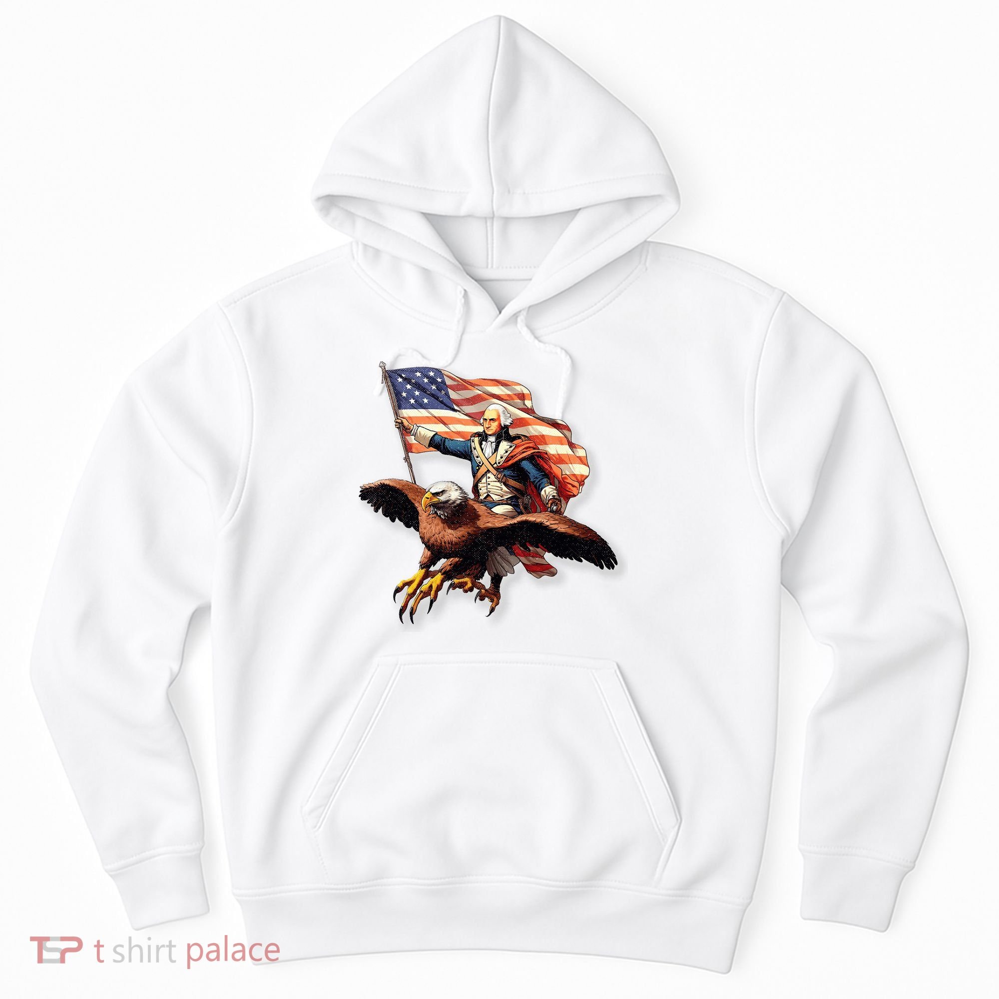 George Washington Riding A Bald Eagle Patriotic Hoodie