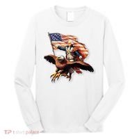 George Washington Riding A Bald Eagle Patriotic Long Sleeve Shirt thumb 0