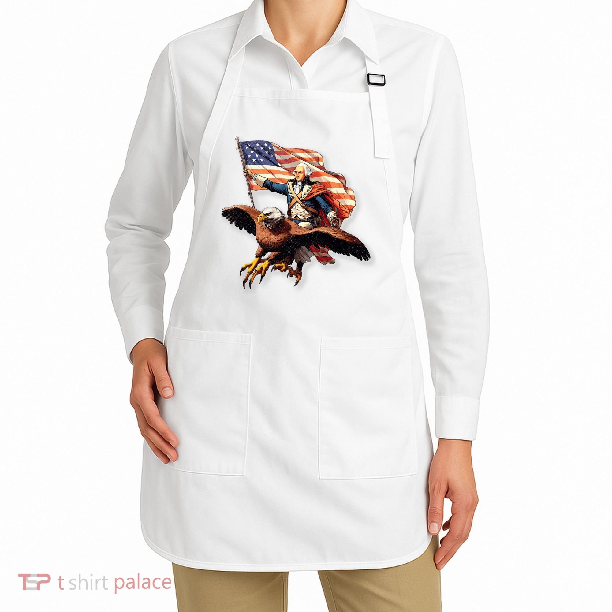 George Washington Riding A Bald Eagle Patriotic Apron