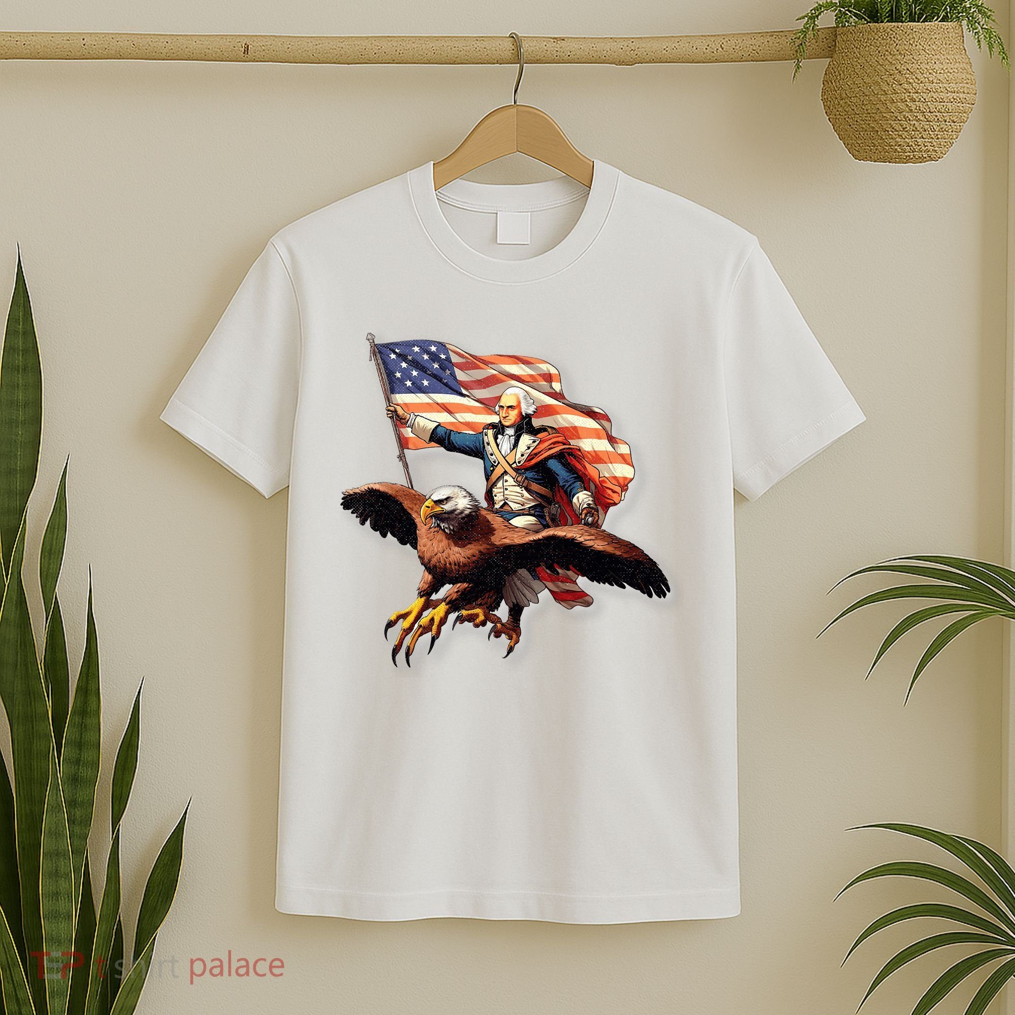 George Washington Riding A Bald Eagle Patriotic T-Shirt