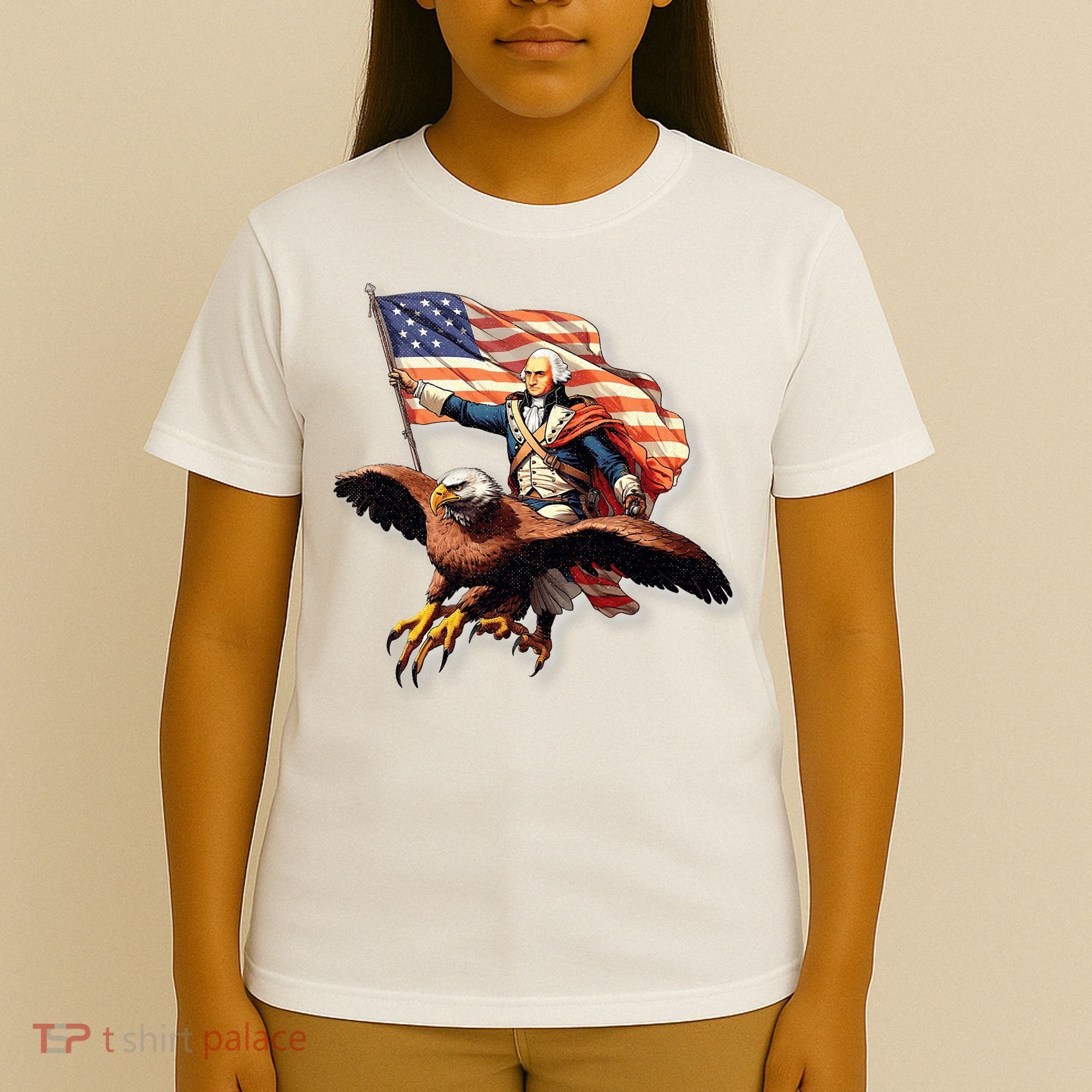 George Washington Riding A Bald Eagle Patriotic T-Shirt