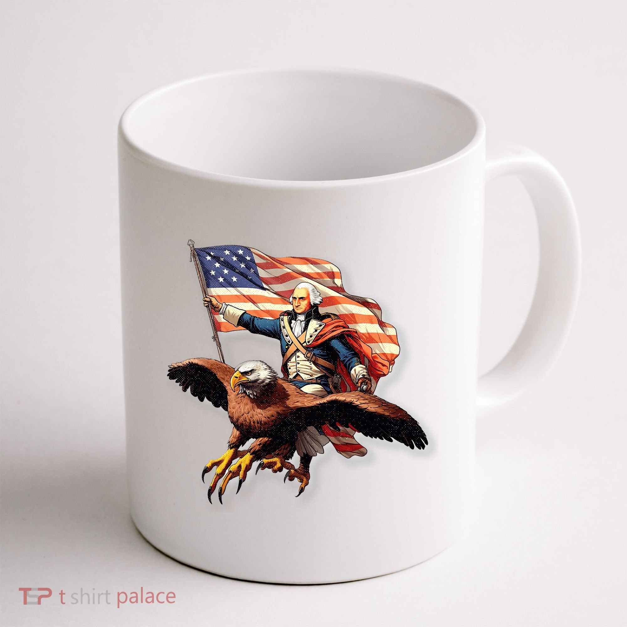 George Washington Riding A Bald Eagle Patriotic Coffee Mug