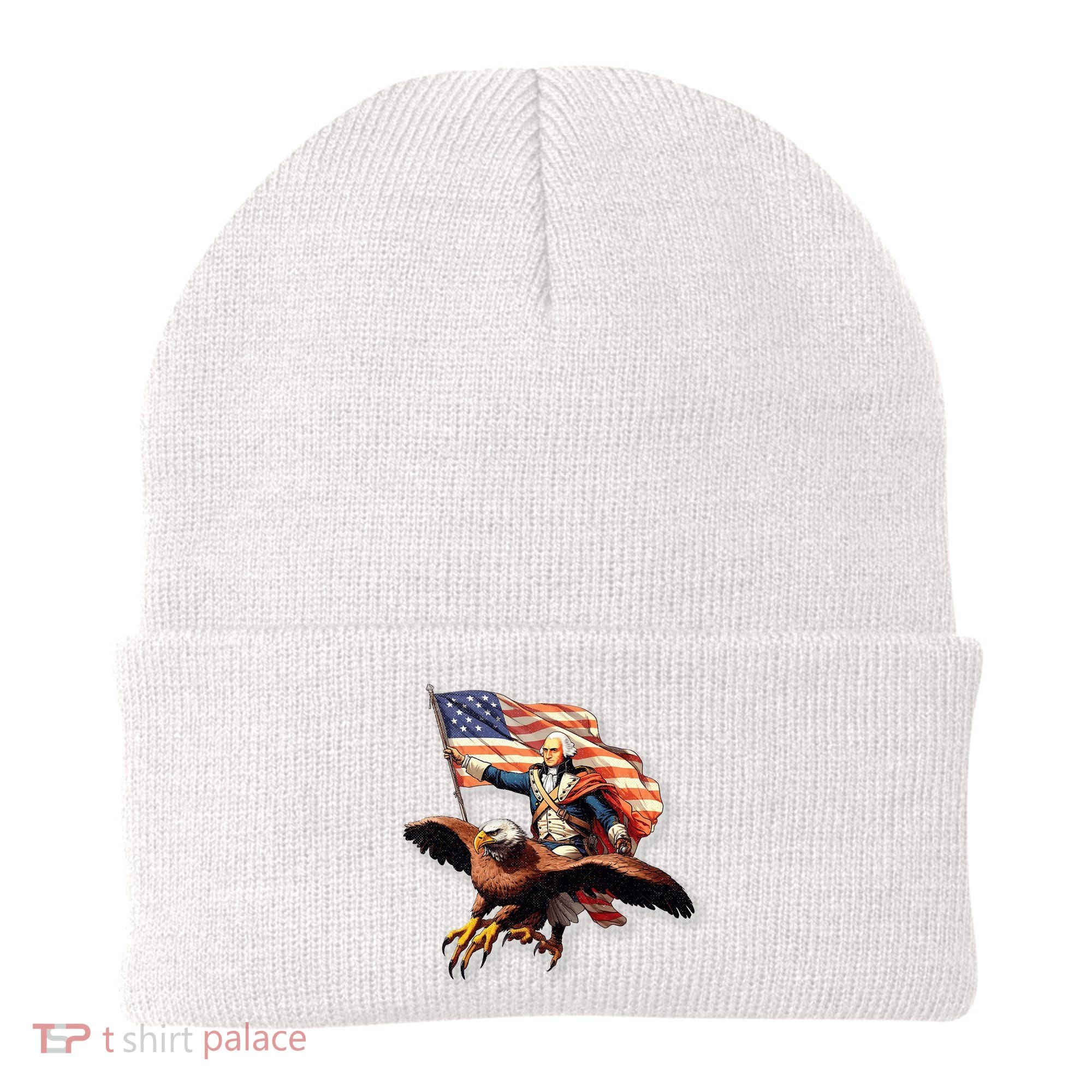 George Washington Riding A Bald Eagle Patriotic Beanie