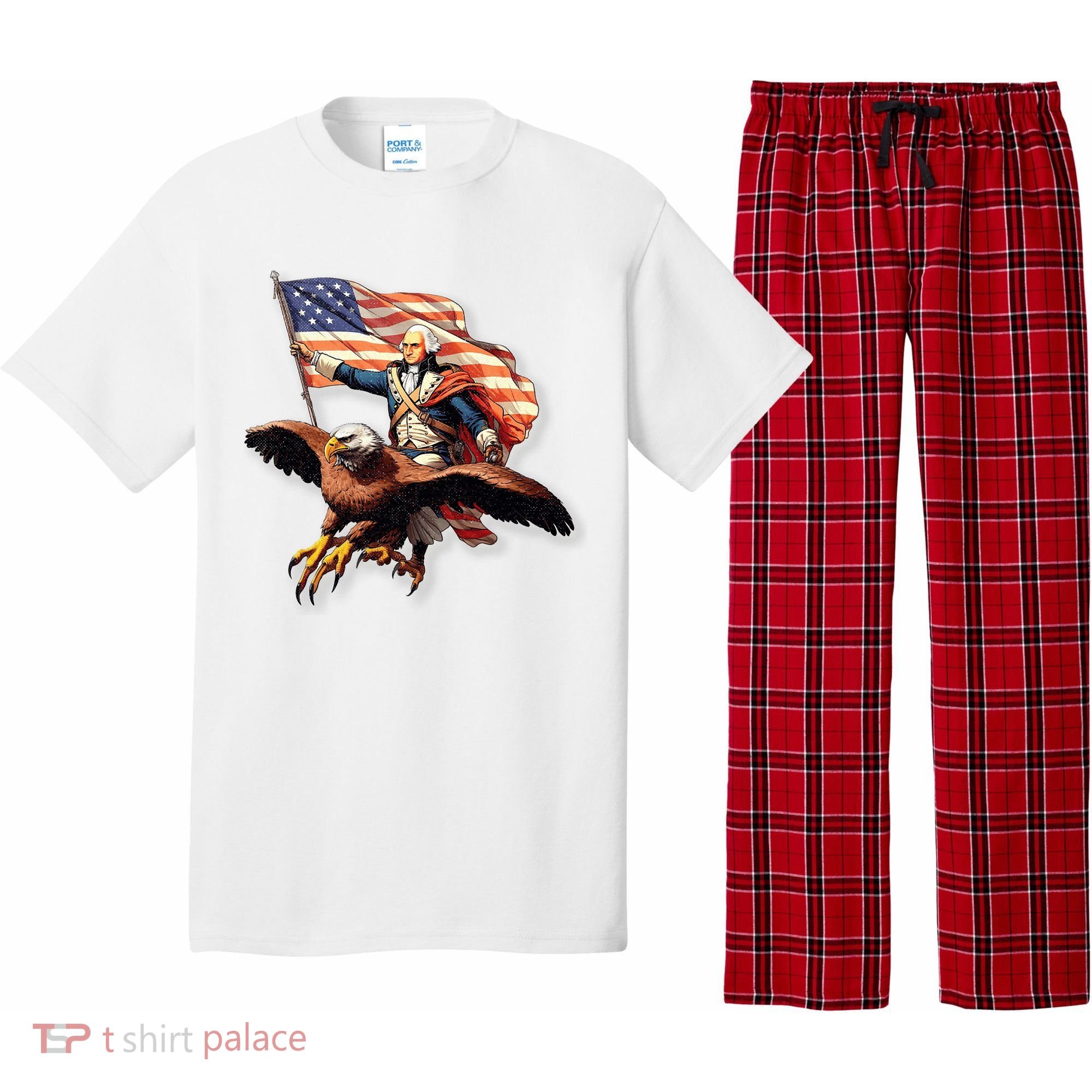 George Washington Riding A Bald Eagle Patriotic Pajama Set
