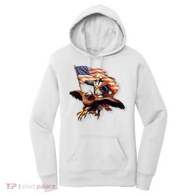 George Washington Riding A Bald Eagle Patriotic Women's Hoodie