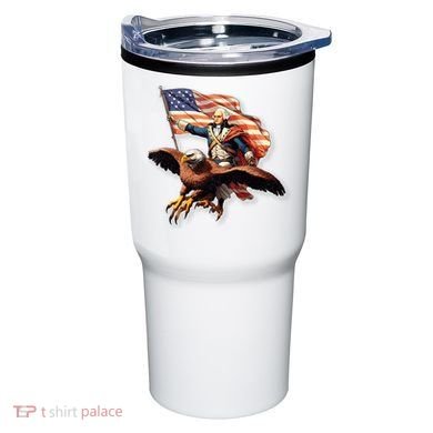 George Washington Riding A Bald Eagle Patriotic Tumbler