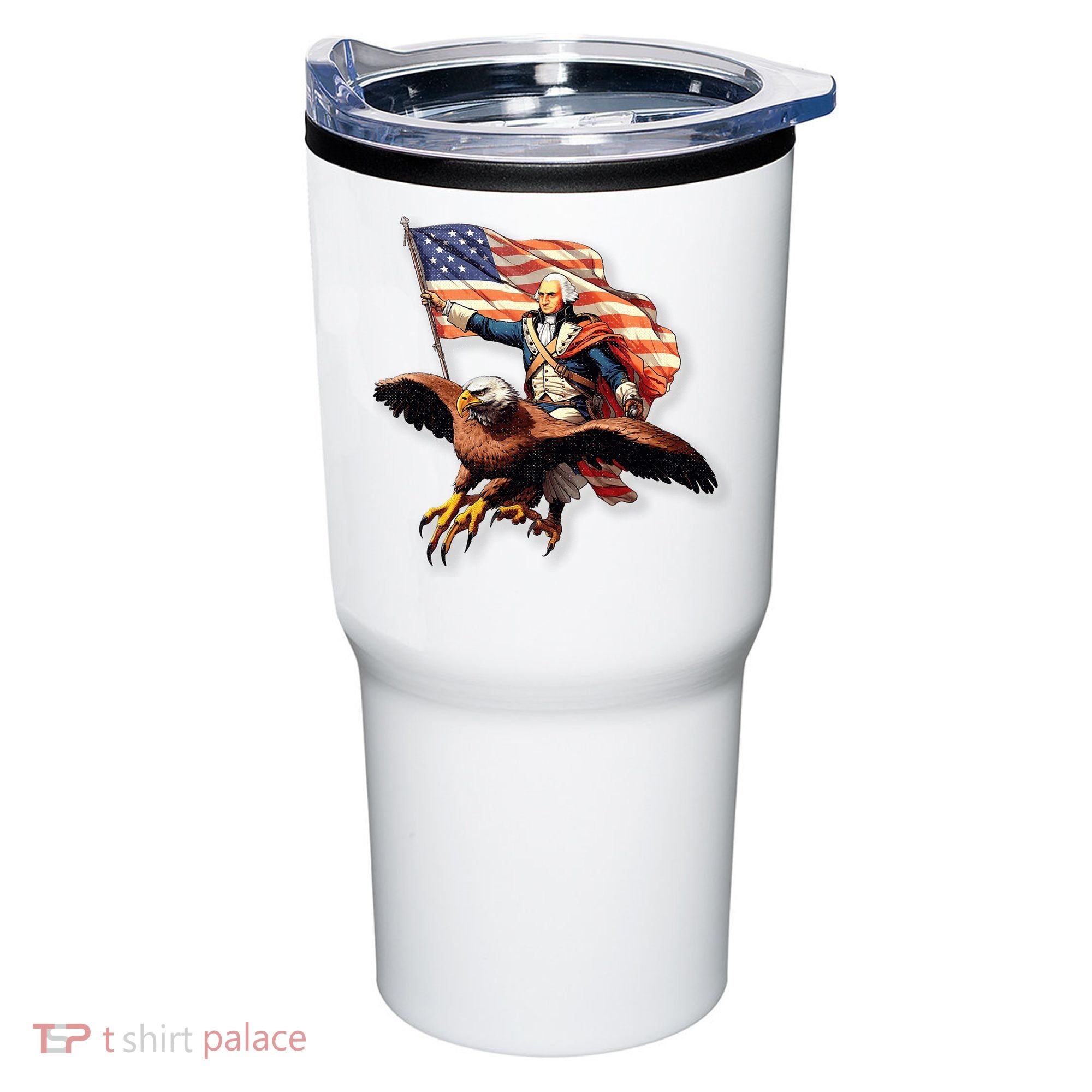 George Washington Riding A Bald Eagle Patriotic Tumbler