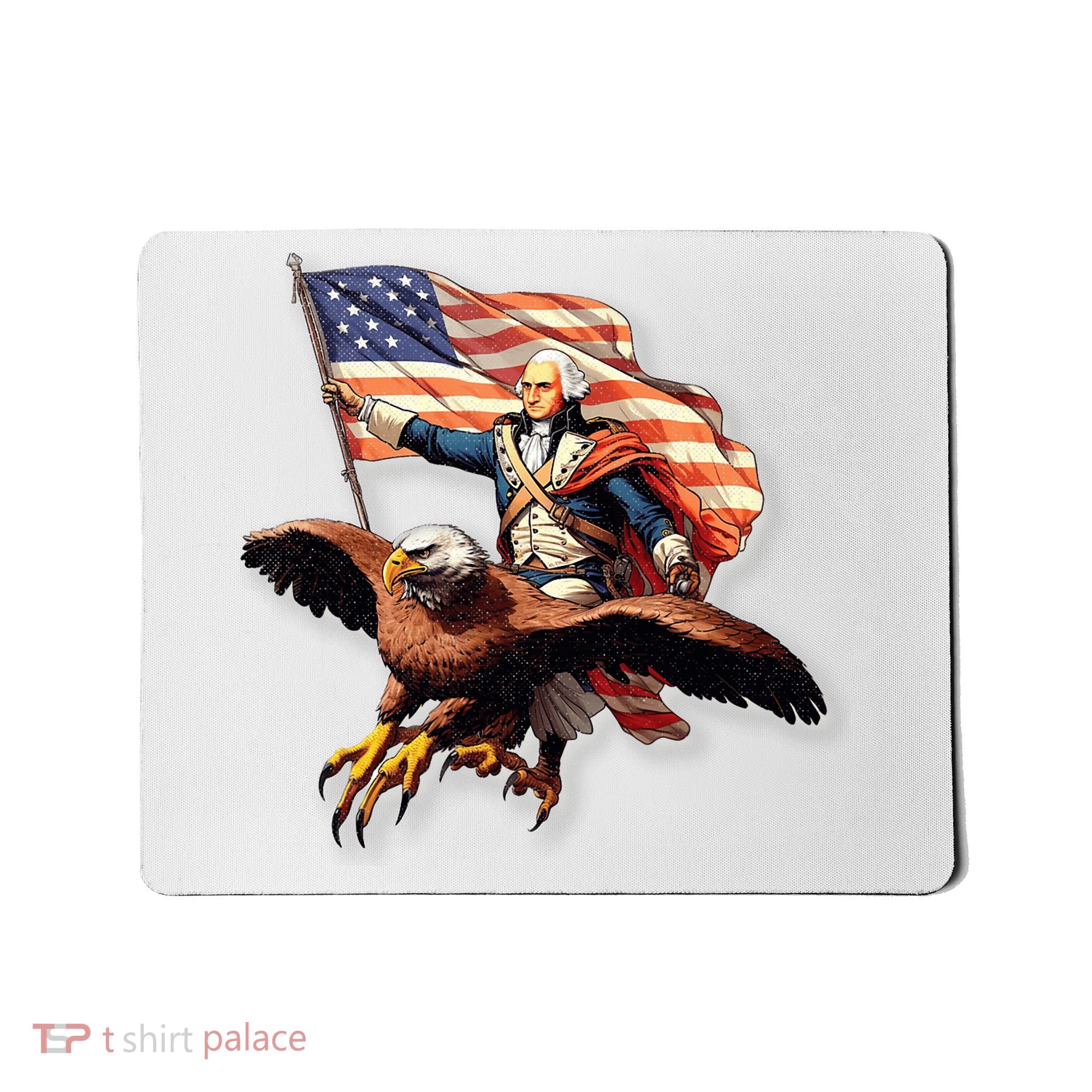 George Washington Riding A Bald Eagle Patriotic Mousepad