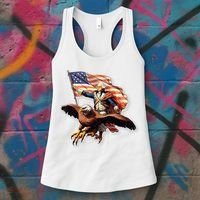 George Washington Riding A Bald Eagle Patriotic Women's Tank Top thumb 3