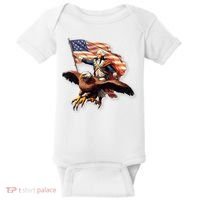 George Washington Riding A Bald Eagle Patriotic Baby Bodysuit thumb 0