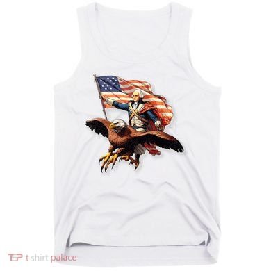 George Washington Riding A Bald Eagle Patriotic Tank Top