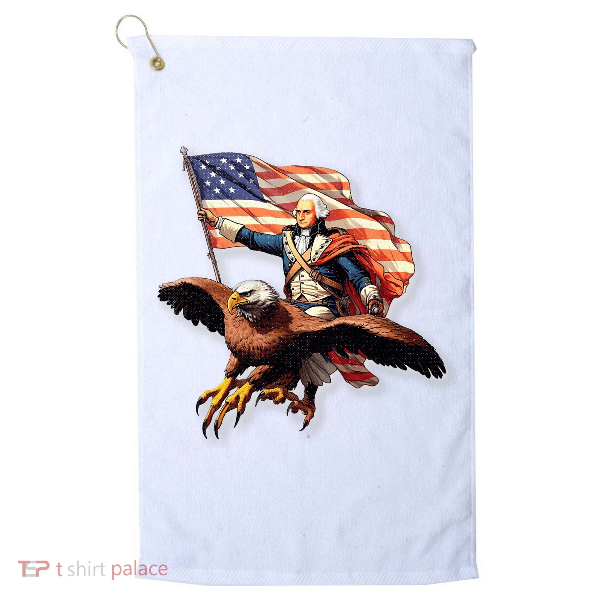 George Washington Riding A Bald Eagle Patriotic Golf Towel