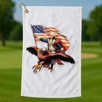George Washington Riding A Bald Eagle Patriotic Golf Towel thumb 1