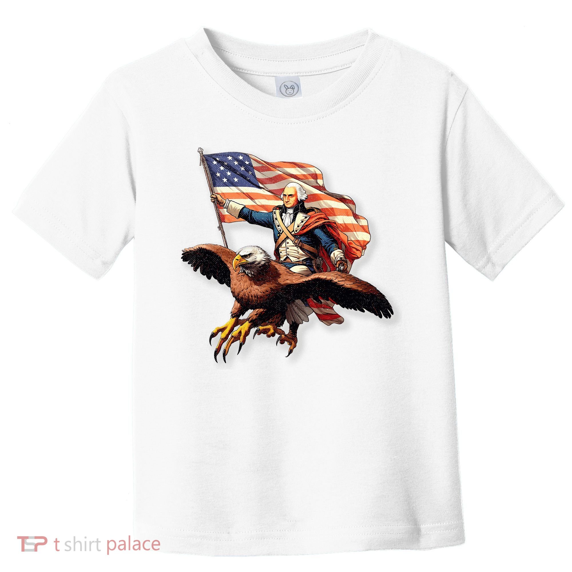 George Washington Riding A Bald Eagle Patriotic Toddler T-Shirt
