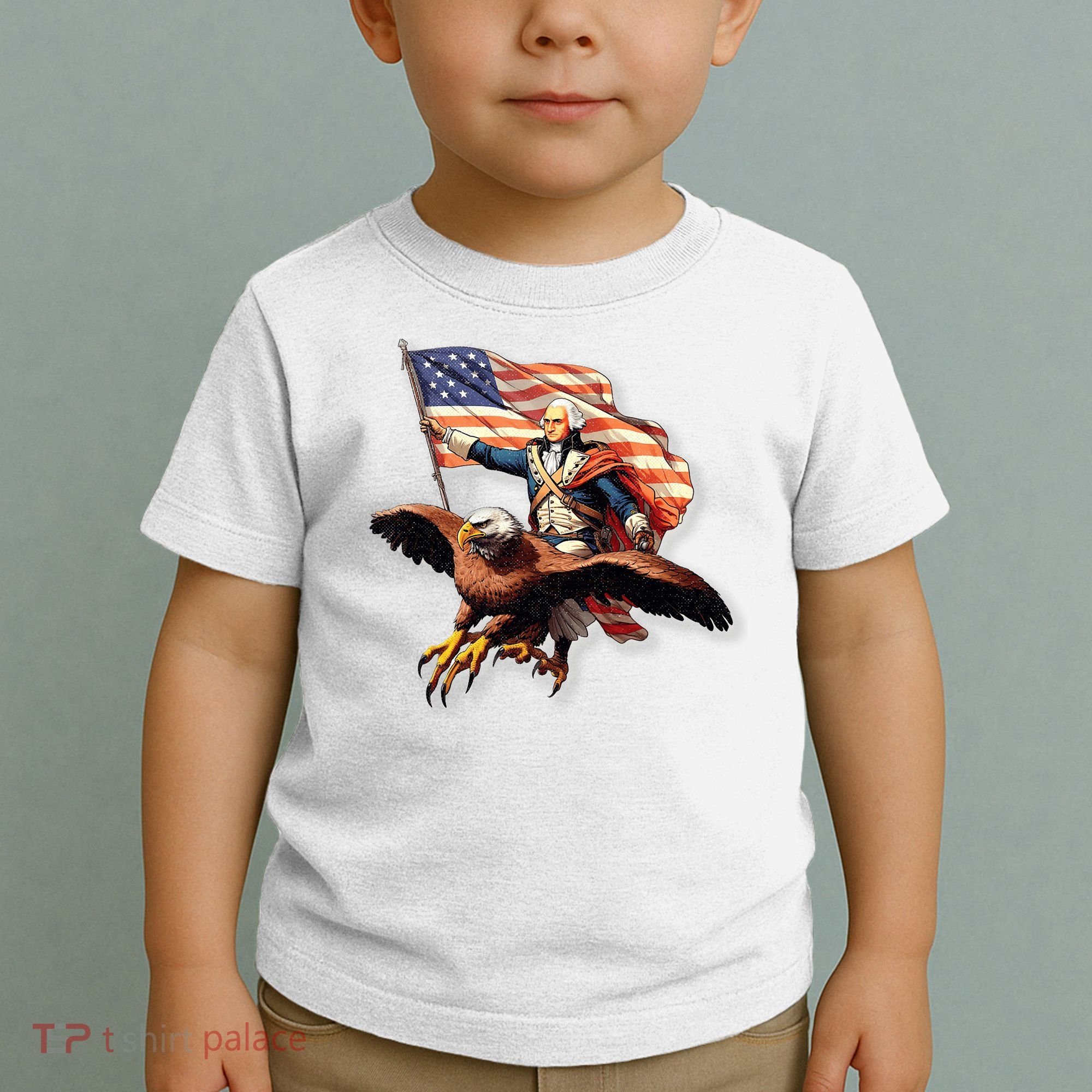 George Washington Riding A Bald Eagle Patriotic Toddler T-Shirt