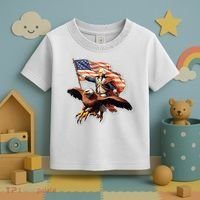 George Washington Riding A Bald Eagle Patriotic Toddler T-Shirt thumb 3