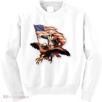 George Washington Riding A Bald Eagle Patriotic Kids Sweatshirt thumb 0
