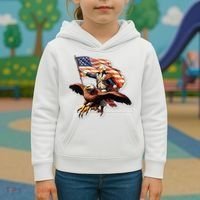 George Washington Riding A Bald Eagle Patriotic Kids Hoodie thumb 3