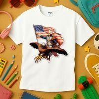 George Washington Riding A Bald Eagle Patriotic Kids T-Shirt thumb 3
