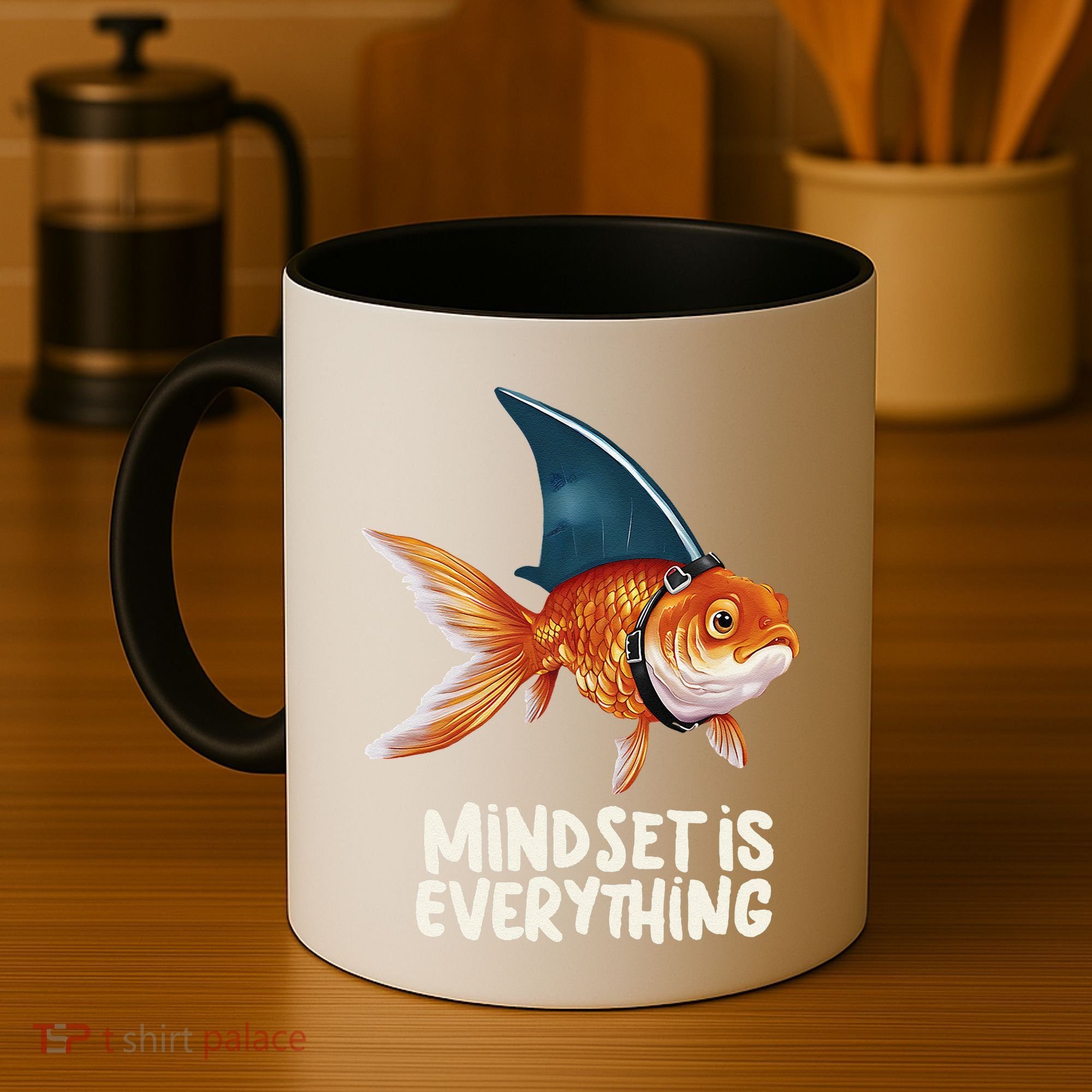 Goldfish With Shark Fin Costume Illustration Coffee Mug