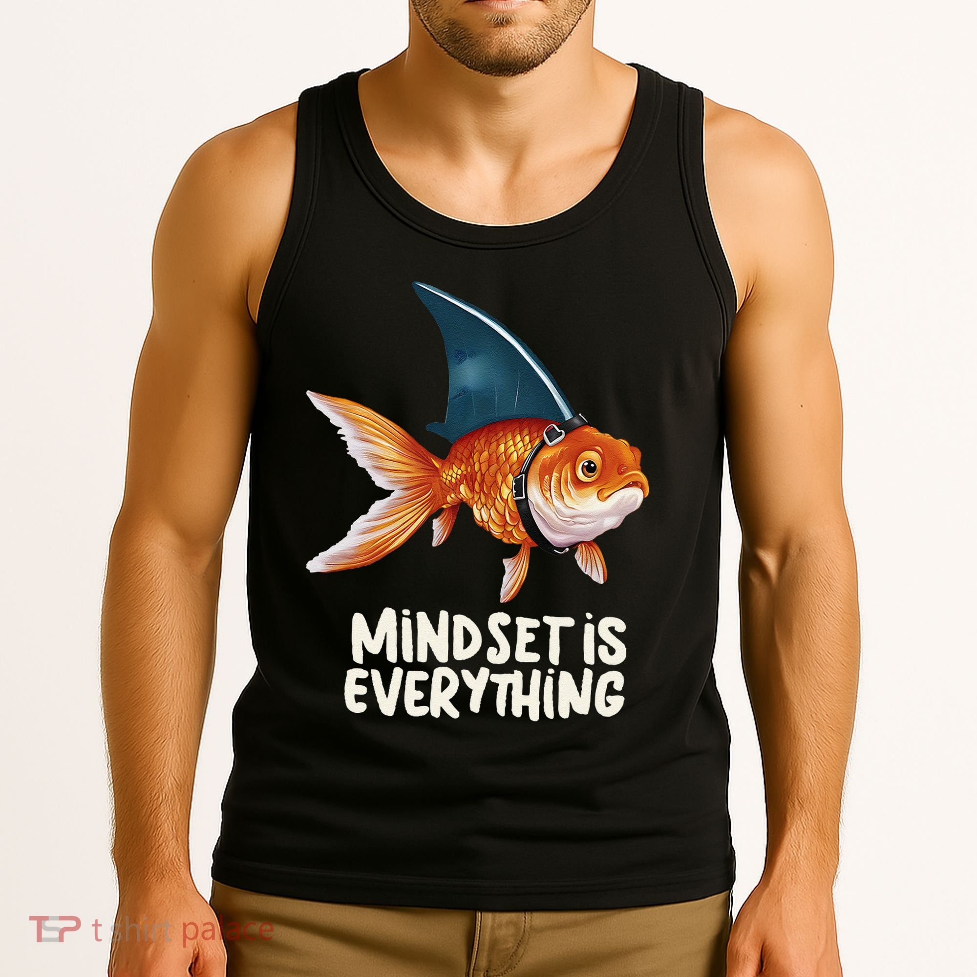 Goldfish With Shark Fin Costume Illustration Tank Top