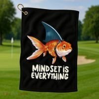 Goldfish With Shark Fin Costume Illustration Golf Towel thumb 1
