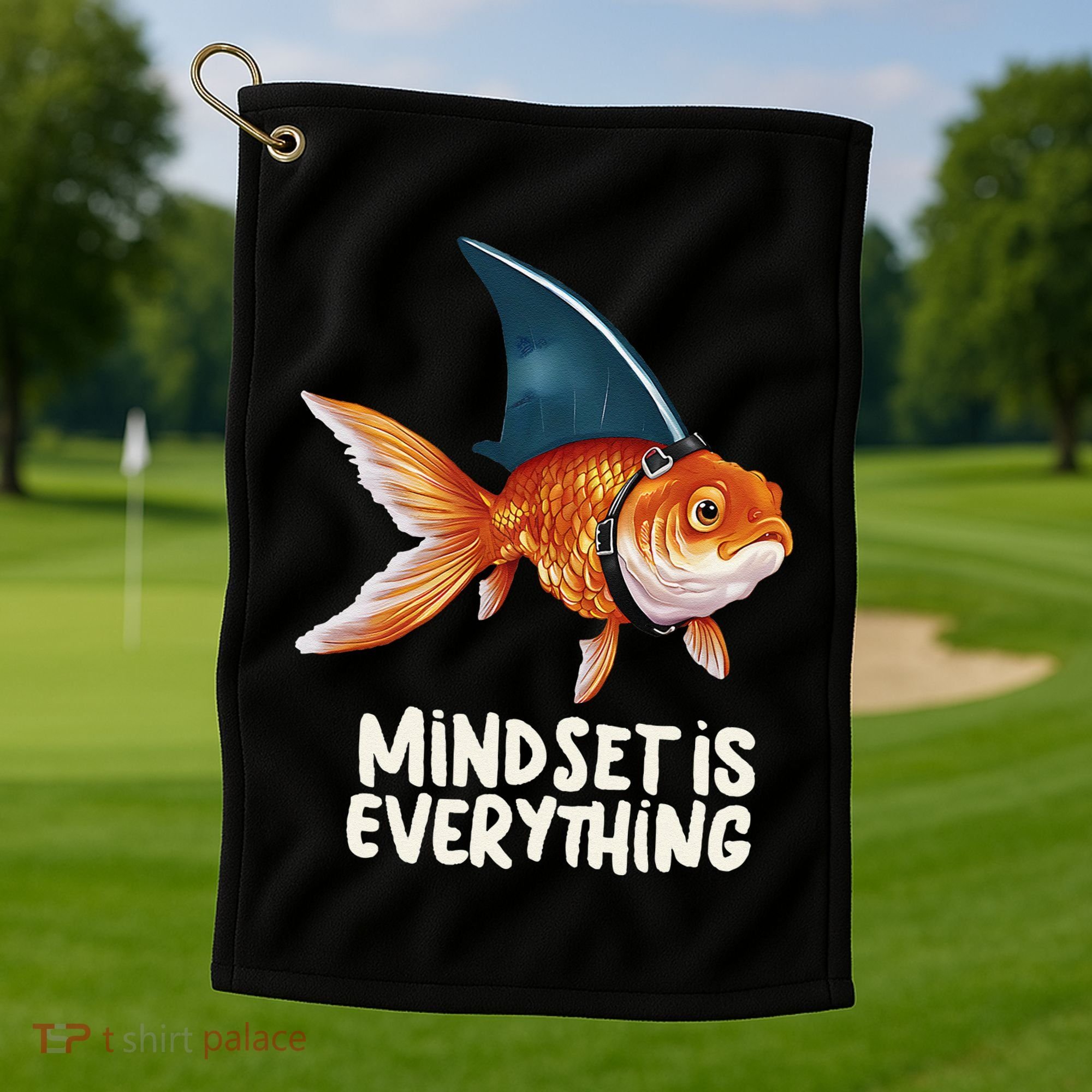 Goldfish With Shark Fin Costume Illustration Golf Towel