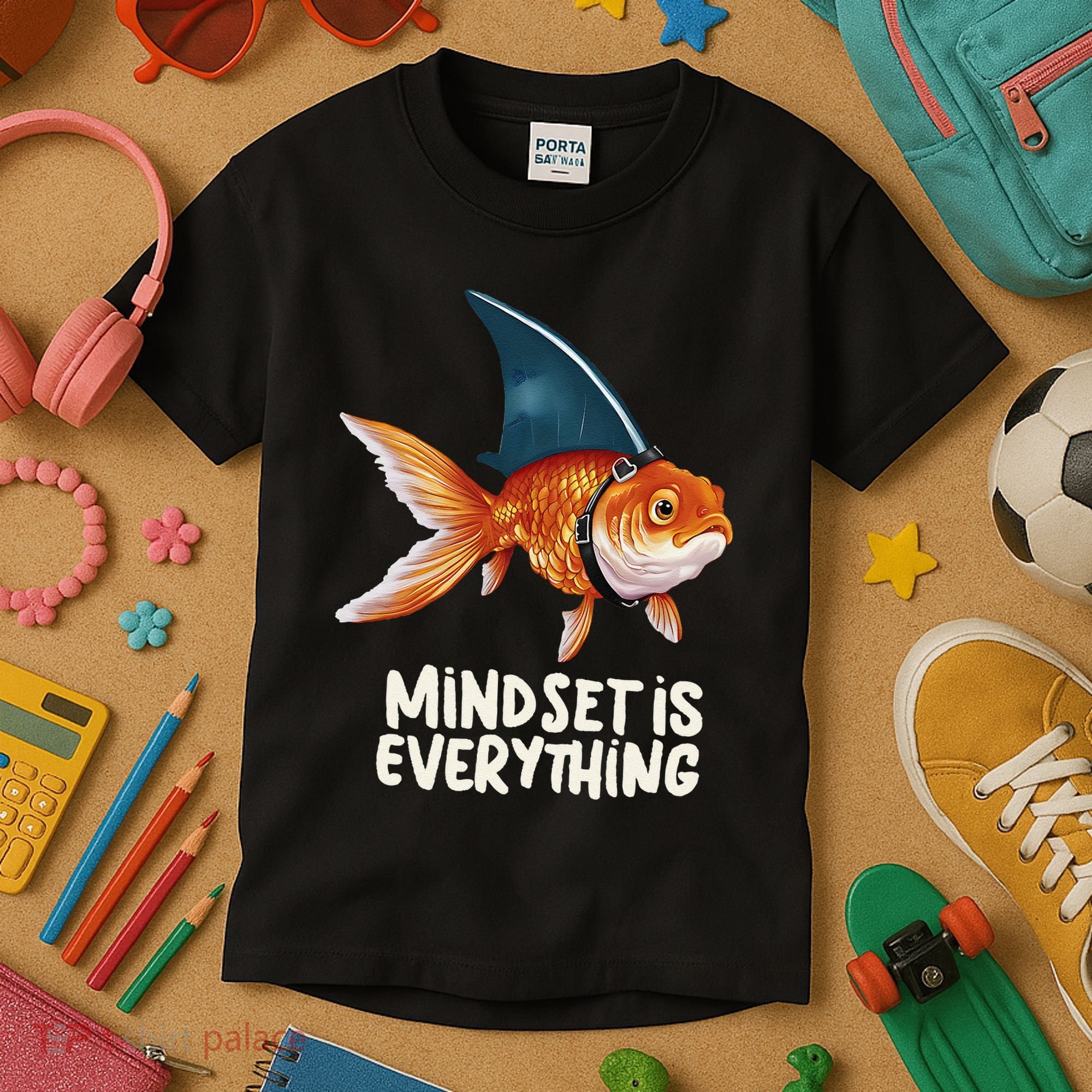 Goldfish With Shark Fin Costume Illustration Kids T-Shirt