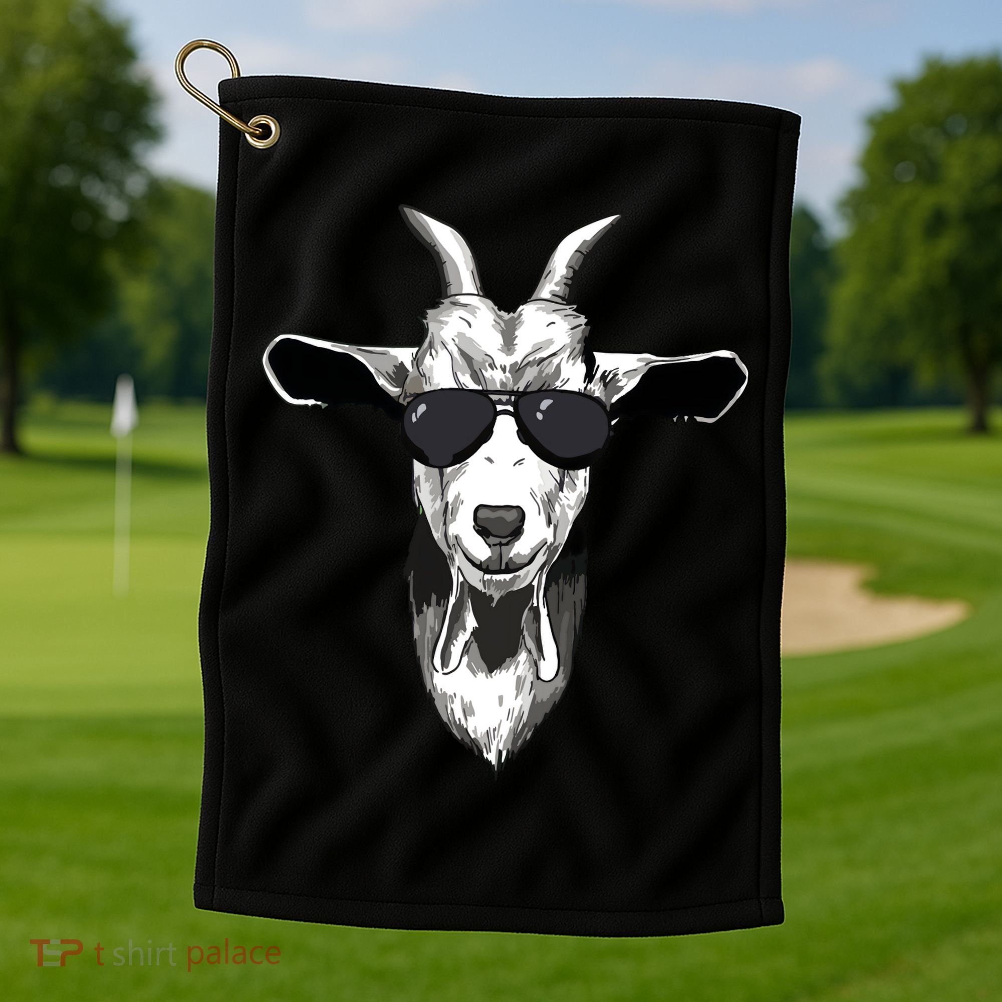 Goat With Sunglasses Golf Towel