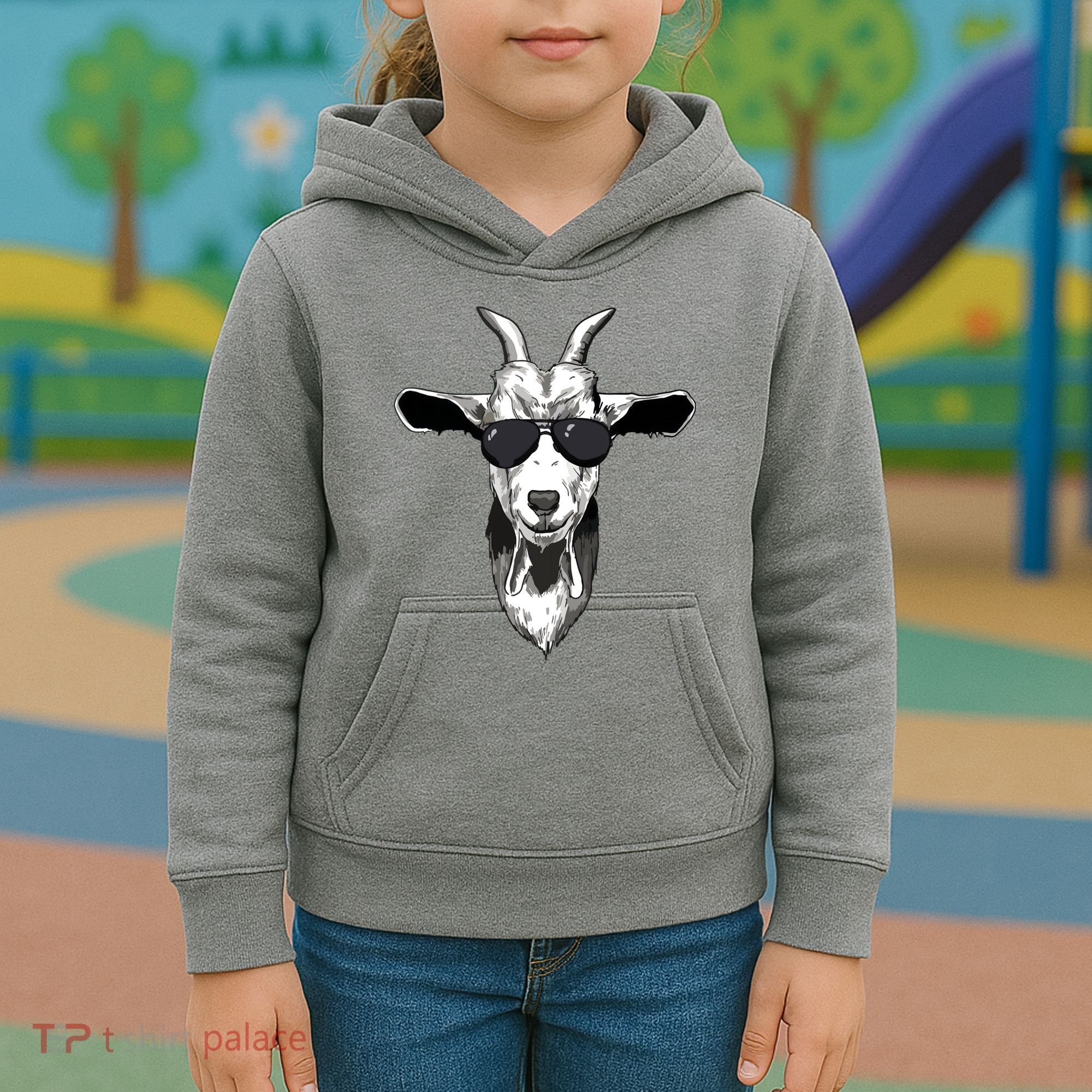 Goat With Sunglasses Kids Hoodie