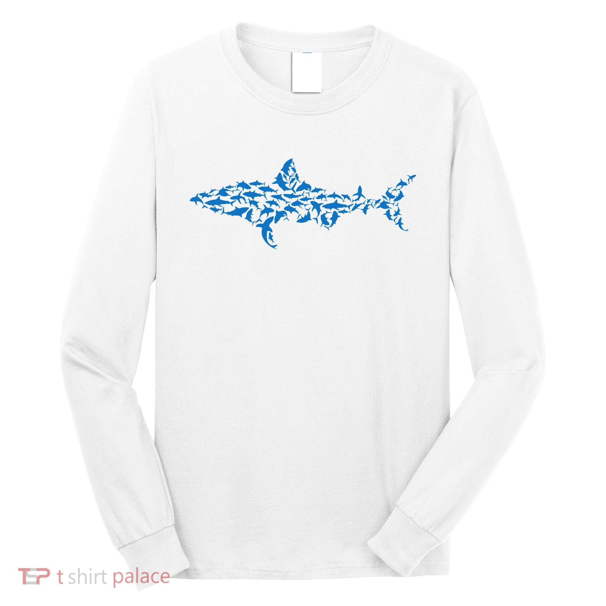 Great White Shark Sharks Silhouette Shark Fish White Shark Long Sleeve Shirt