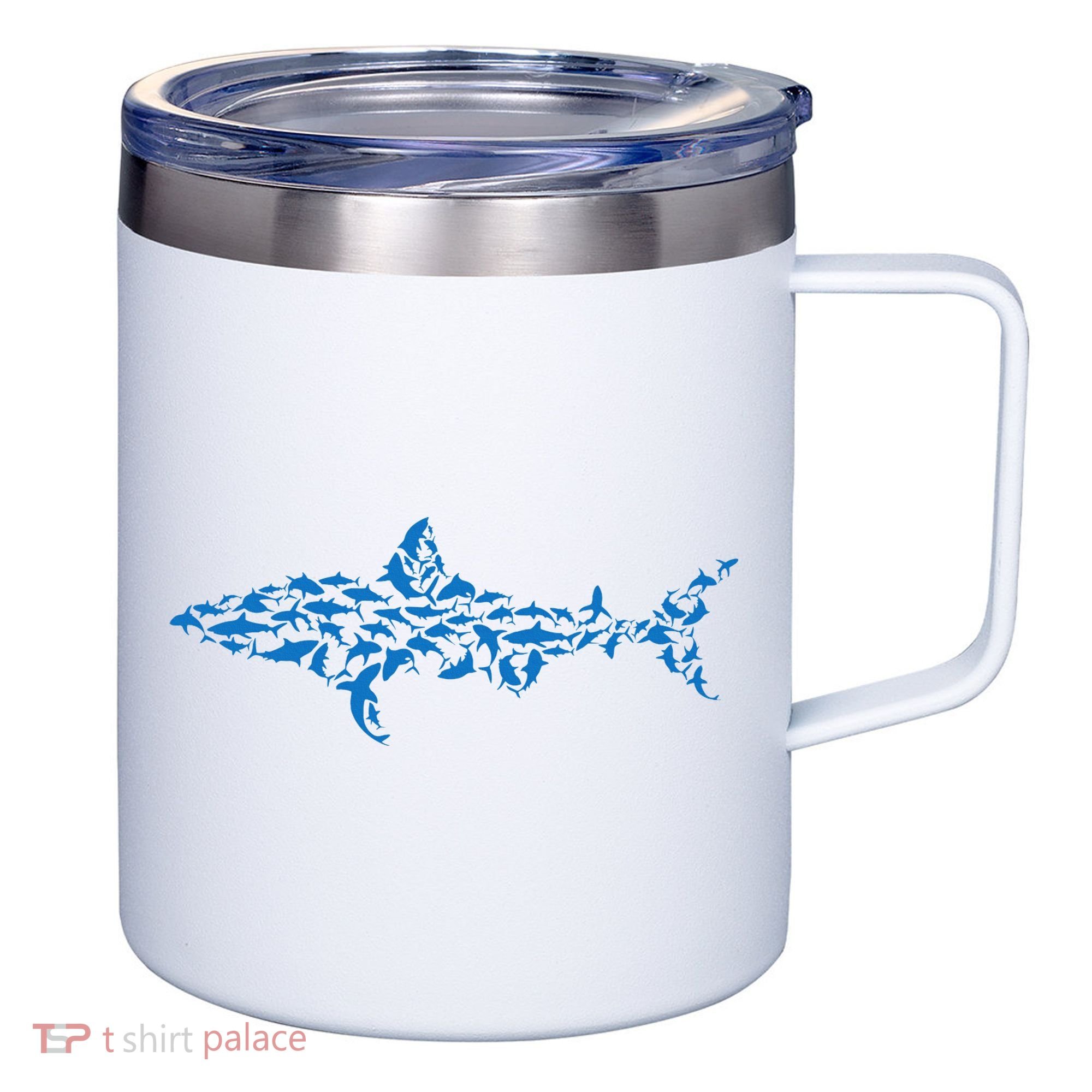 Great White Shark Sharks Silhouette Shark Fish White Shark 12oz Stainless Steel Coffee Mug