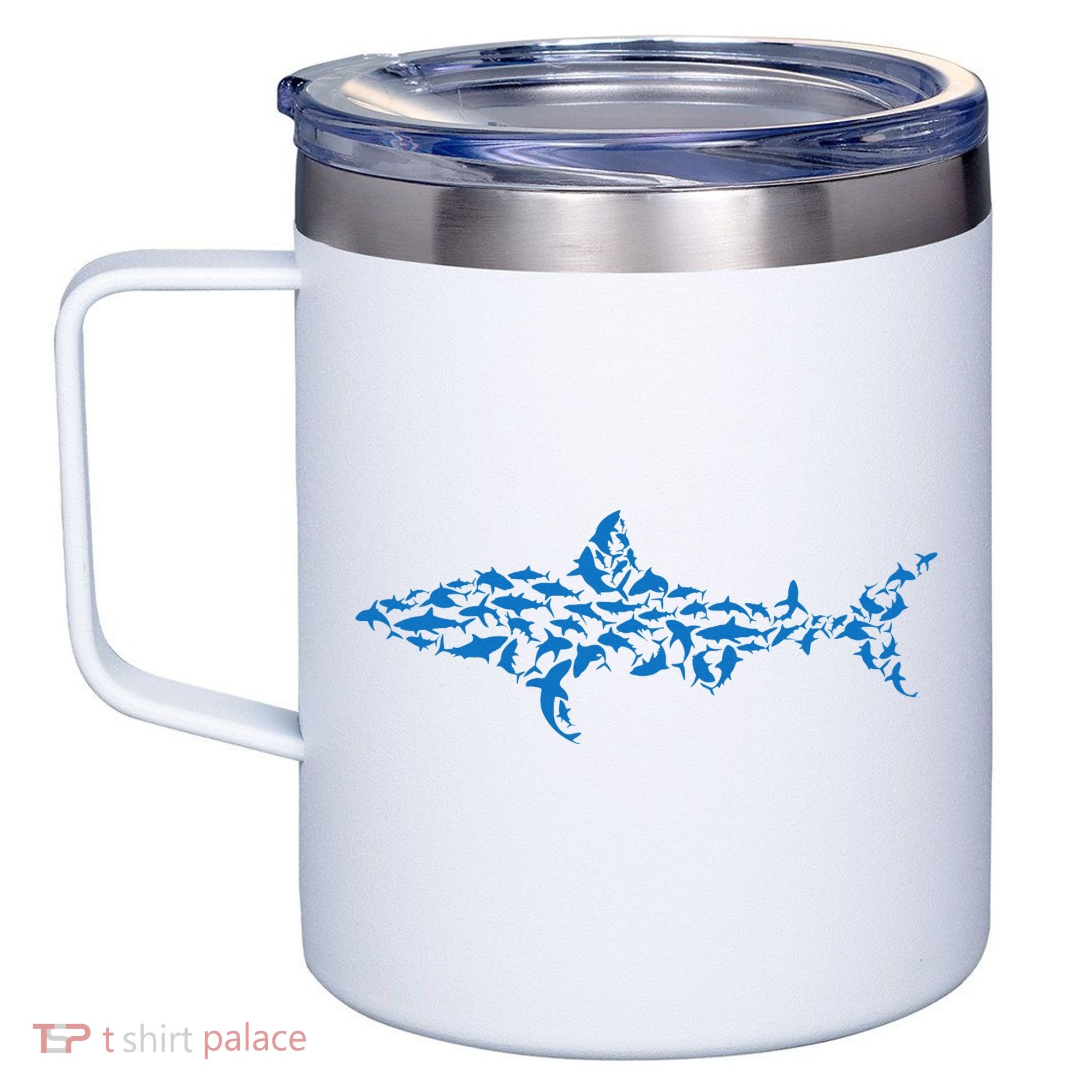 Great White Shark Sharks Silhouette Shark Fish White Shark 12oz Stainless Steel Coffee Mug