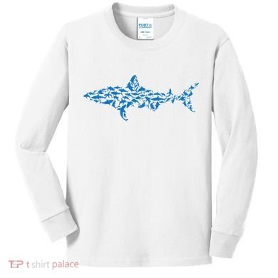 Great White Shark Sharks Silhouette Shark Fish White Shark Kids Long Sleeve Shirt