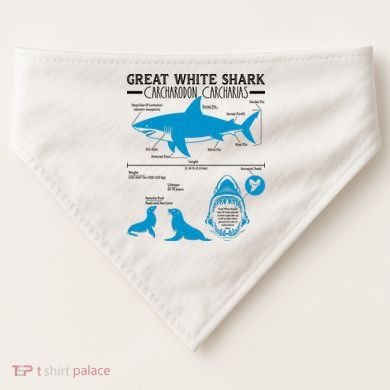 Great White Shark Carcharodon Carcharias Infographic USA-Made Doggie Bandana
