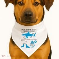 Great White Shark Carcharodon Carcharias Infographic USA-Made Doggie Bandana thumb 1