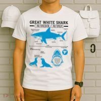 Great White Shark Carcharodon Carcharias Infographic T-Shirt thumb 6