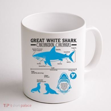 Great White Shark Carcharodon Carcharias Infographic Coffee Mug back