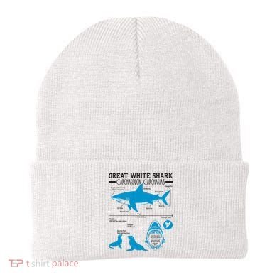 Great White Shark Carcharodon Carcharias Infographic Beanie