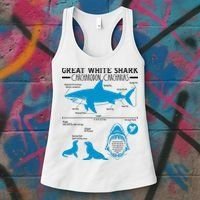Great White Shark Carcharodon Carcharias Infographic Women's Tank Top thumb 3