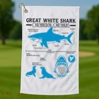 Great White Shark Carcharodon Carcharias Infographic Golf Towel thumb 1