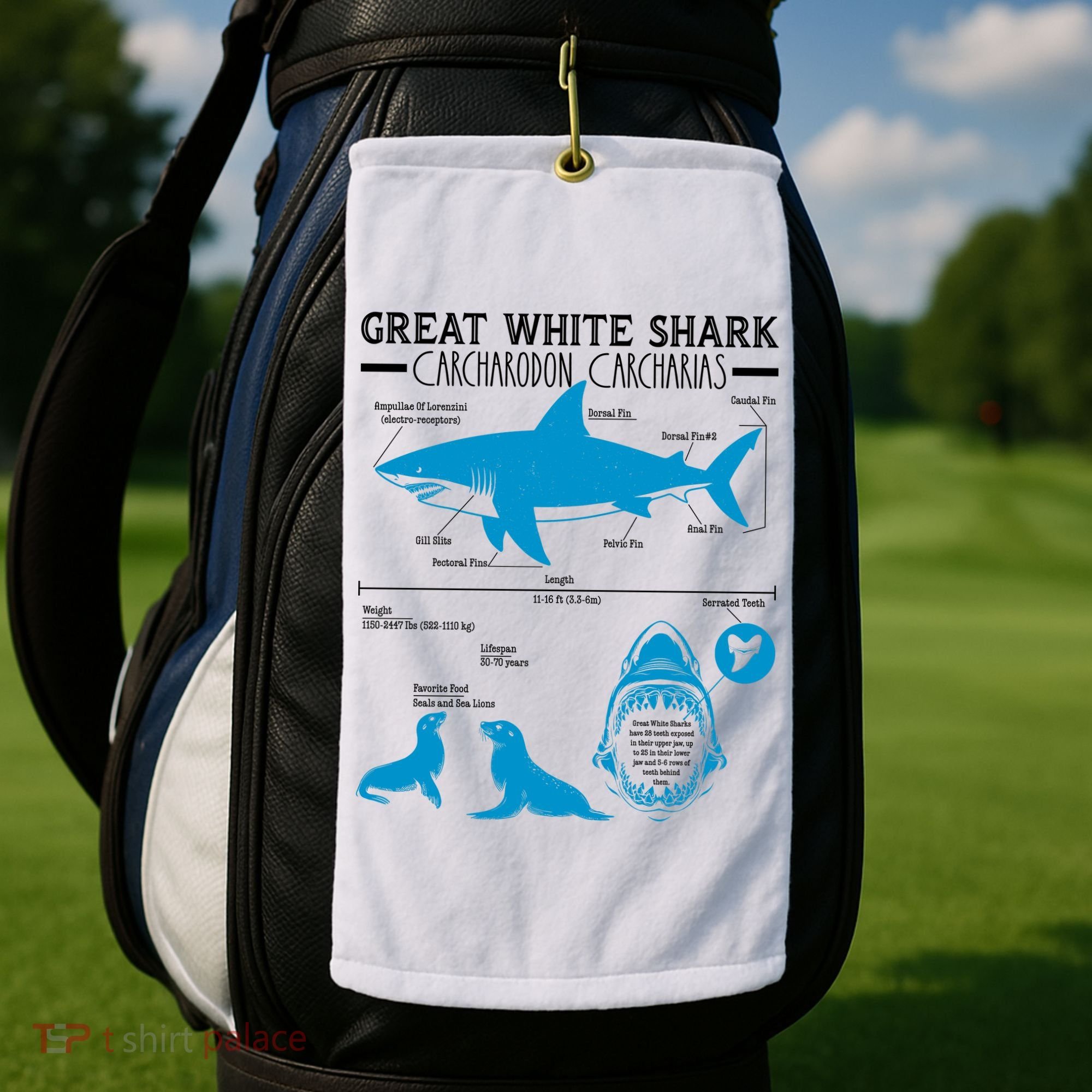 Great White Shark Carcharodon Carcharias Infographic Golf Towel